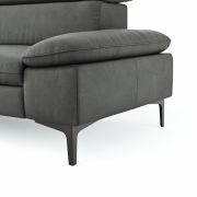 Ecksofa Felipa – Longchair links mit 2,5-Sitzer inkl. Kopfteil verstellbar, Leder, Grau