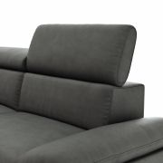 Ecksofa Felipa – Longchair links mit 2,5-Sitzer inkl. Kopfteil verstellbar, Leder, Grau