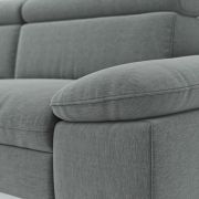 Ecksofa Felipa – Longchair links mit 2,5-Sitzer inkl. Kopfteil verstellbar, Stoff, Grau