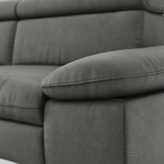 Ecksofa Felipa – Longchair links mit 2,5-Sitzer inkl. Kopfteil verstellbar, Leder, Grau