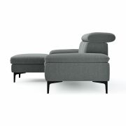 Ecksofa Felipa – Longchair links mit 2,5-Sitzer inkl. Kopfteil verstellbar, Stoff, Grau