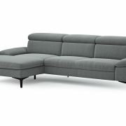 Ecksofa Felipa – Longchair links mit 2,5-Sitzer inkl. Kopfteil verstellbar, Stoff, Grau