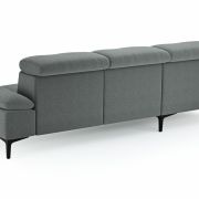 Ecksofa Felipa – Longchair links mit 2,5-Sitzer inkl. Kopfteil verstellbar, Stoff, Grau