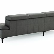 Ecksofa Felipa – Longchair links mit 2,5-Sitzer inkl. Kopfteil verstellbar, Leder, Grau