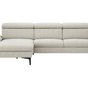 Ecksofa Felipa – Longchair links mit 2,5-Sitzer inkl. Kopfteil verstellbar, Stoff, Natur