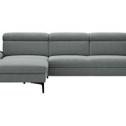 Ecksofa Felipa – Longchair links mit 2,5-Sitzer inkl. Kopfteil verstellbar, Stoff, Grau