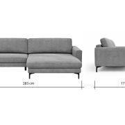 Ecksofa Oviedo – 1,5-Sitzer mit Longchair rechts, Stoff, Braungrün