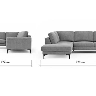 Ecksofa Oviedo – 2,5-Sitzer mit Ecke rechts, Stoff, Natur