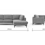 Ecksofa Oviedo – Ecke links mit 2,5-Sitzer, Stoff, Braungrün
