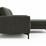 Ecksofa Oviedo – 1,5-Sitzer mit Longchair rechts, Stoff, Braungrün