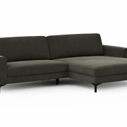 Ecksofa Oviedo – 1,5-Sitzer mit Longchair rechts, Stoff, Braungrün