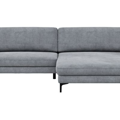 Ecksofa Oviedo – 1,5-Sitzer mit Longchair rechts, Stoff, Grau