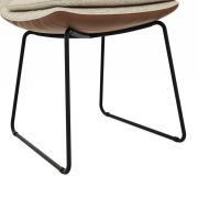 Polsterstuhl Macano – Leder & Stoff, Beige, Cognac