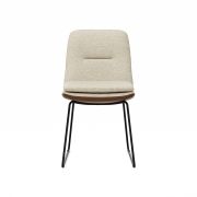 Polsterstuhl Macano – Leder & Stoff, Beige, Cognac