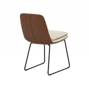 Polsterstuhl Macano – Leder & Stoff, Beige, Cognac