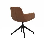 Armlehnstuhl Macano – drehbar, Stoff & Leder, Beige, Cognac