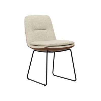 Polsterstuhl Macano – Leder & Stoff, Beige, Cognac