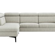 Ecksofa Felipa – Ecke links mit 2,5 -Sitzer rechts inkl. Relaxfunktion (motorisch), Sitzvorzug (motorisch) und Armlehne klappbar, Stoff, Natur