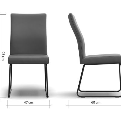 Polsterstuhl Carmelo – Leder, Steingrau