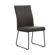 Polsterstuhl Carmelo – Leder, Steingrau