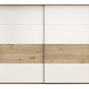 Schwebetürenschrank Viana – B ca. 248 cm, Furnier, Balkeneiche, Weiß