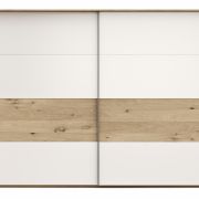 Schwebetürenschrank Viana – B ca. 308 cm, Furnier, Balkeneiche, Weiß