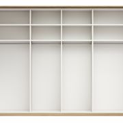 Schwebetürenschrank Viana – B ca. 308 cm, Furnier, Balkeneiche, Weiß