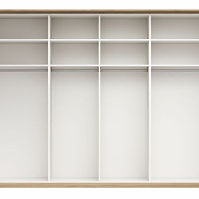 Schwebetürenschrank Viana – B ca. 308 cm, Furnier, Balkeneiche, Weiß