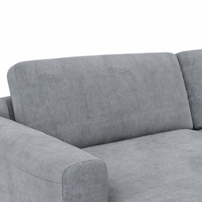Wohnlandschaft Oviedo – Longchair links mit 2-Sitzer und Ecke rechts, Stoff, Grau