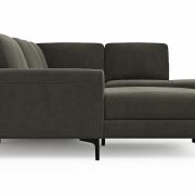 Wohnlandschaft Oviedo – Longchair links mit 2-Sitzer und Ecke rechts, Stoff, Braungrün
