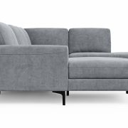 Wohnlandschaft Oviedo – Longchair links mit 2-Sitzer und Ecke rechts, Stoff, Grau