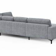 Wohnlandschaft Oviedo – Longchair links mit 2-Sitzer und Ecke rechts, Stoff, Grau