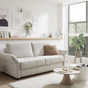 Schlafsofa EM Arlon – Faltbett mit Kaltschaummatratze, Stoff, Natur