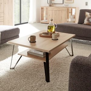 Couchtisch EM Aveiro – mit Ablageboden, LBH ca. 105x70x45 cm, Balkenbuche Nachbildung