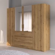Drehtürenschrank EM Barrie – B. ca. 201 cm, mit Spiegeltüren, Asteiche Dekor