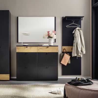 Garderobe EM Bastogne –  Anthrazit, Wildeiche Dekor