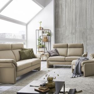 Sofa EM Dublin 2.0 – 2,5-Sitzer inkl. Armlehne verstellbar, Leder, Taupe