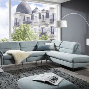 Ecksofa EM Koper –  3-Sitzer mit Ecke rechts, Rückenlehne verstellbar, Stoff, grün