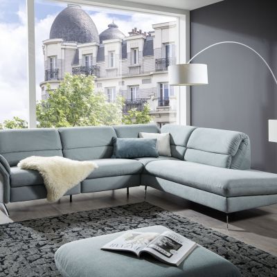 Ecksofa EM Koper –  3-Sitzer mit Ecke rechts, Rückenlehne verstellbar, Stoff, grün