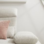 Ecksofa EM Lamego – Rückenlehne, Kopfteil und Armteil verstellbar, Stoff, Beige