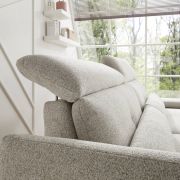 Ecksofa EM Lamego – Rückenlehne, Kopfteil und Armteil verstellbar, Stoff, Beige