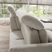 Ecksofa EM Lamego – Rückenlehne, Kopfteil und Armteil verstellbar, Stoff, Beige