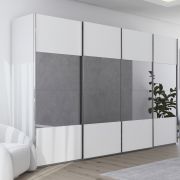 Schwebetürenschrank EM Lascala 4-türig – B. ca. 360 cm,  alpinweiß, Spiegel