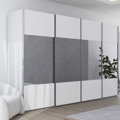 Schwebetürenschrank EM Lascala 4-türig – B. ca. 360 cm,  alpinweiß, Spiegel