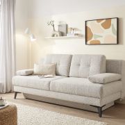 Schlafsofa EM Mons – mit Bettkasten, Stoff Beige
