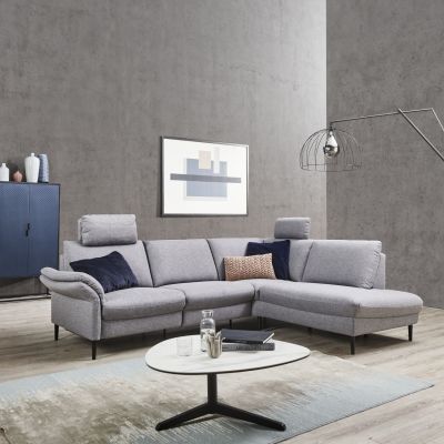 Ecksofa EM Preko – 3-Sitzer mit Ecke rechts, Stoff, Grau