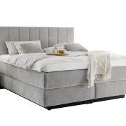 Boxspringbett EM Select – Liegefläche ca. 180×200 cm, Stoff, silber