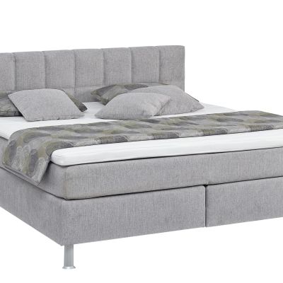 Boxspringbett EM Select – Liegefläche ca. 180×200 cm, Stoff, silber