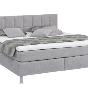 Boxspringbett EM Select – Liegefläche ca. 180×200 cm, Stoff, silber