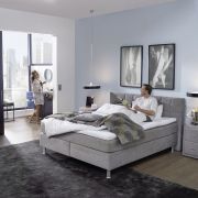 Boxspringbett EM Select – Liegefläche ca. 180×200 cm, Stoff, silber